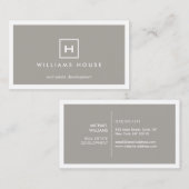 Carte De Visite BOX LOGO avec VOTRE INITIAL/MONOGRAM sur TAUPE (Devant / Derrière)