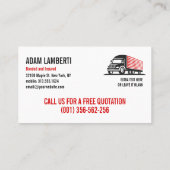 CARTE DE VISITE BOX TRUCK PROFESSIONNEL DE DÉPLACEMENT ET DE HAULI (Dos)