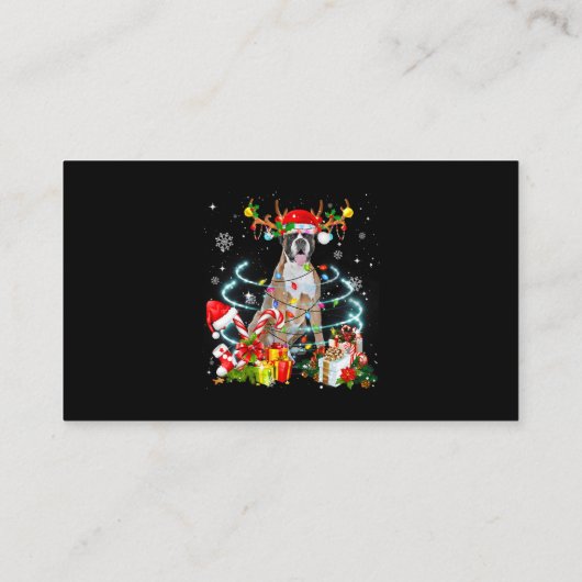 Carte De Visite Boxe Chien Reindeer Noël Arbre Lumières Pyjama Xm (Dos)