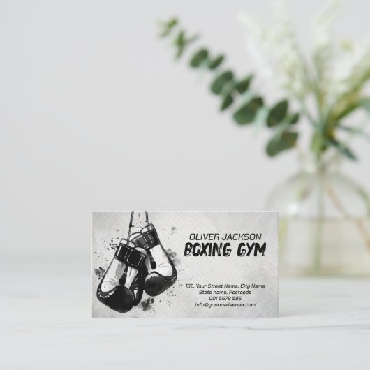 Carte De Visite Boxe gants autocar aquarelle art (Debout devant)