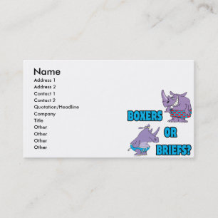 Carte De Visite boxeur ou pot-de-vin drôles undies rhinos