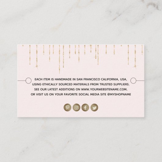 Carte De Visite Bracelet Afficher Flush Gold String Lumières (Dos)