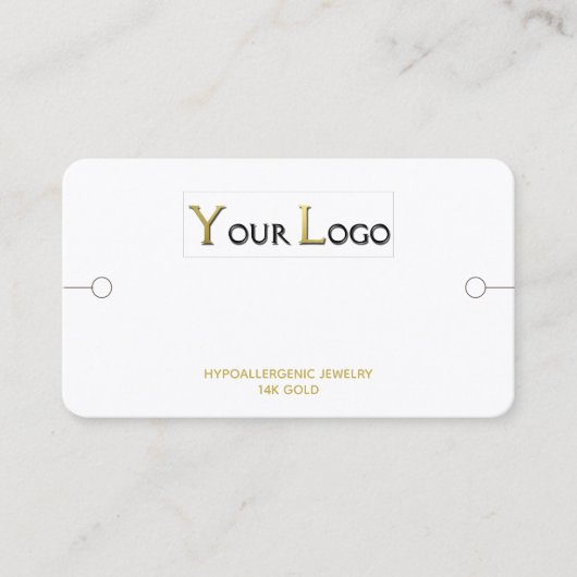 Carte De Visite Bracelet Afficher logo rectangulaire Or blanc (Devant)