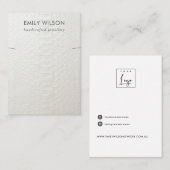 CARTE DE VISITE BRACELET EN CUIR BLANC TEXTURE EN COULEUR (Devant / Derrière)