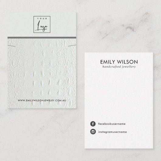 CARTE DE VISITE BRACELET EN CUIR BLANC TEXTURE EN COULEUR (Devant / Derrière)