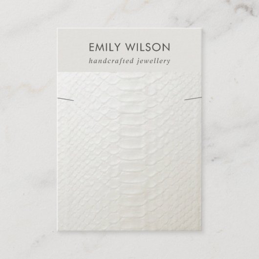 CARTE DE VISITE BRACELET EN CUIR BLANC TEXTURE EN COULEUR (Devant)