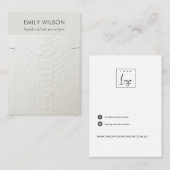 CARTE DE VISITE BRACELET EN CUIR BLANC TEXTURE EN COULEUR (Devant / Derrière)