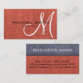 Carte De Visite Bracelet en toile rouge look Monogramme (Devant / Derrière)