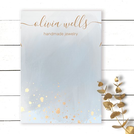 Carte De Visite Bracelet or Gris Aquarelle Collier