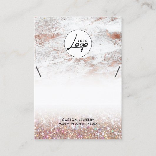 Carte De Visite Bracelet rose en marbre doré Logo Collier  (Devant)
