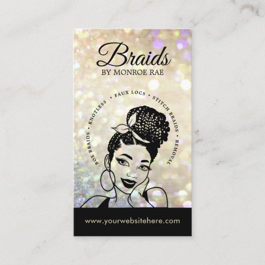 Carte De Visite Braider/Braids/Braids/Braiding/Salon - Code/Logo Q (Devant)