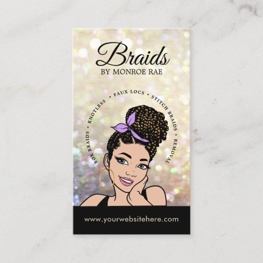 Carte De Visite Braider/Braids/Braids/Braiding/Salon - Code/Logo Q (Devant)