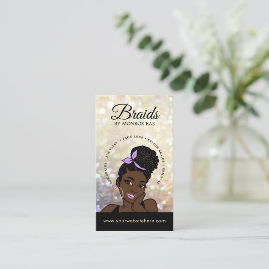 Carte De Visite Braider/Braids/Braids/Braiding/Salon - Code/Logo Q (Debout devant)
