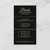 Carte De Visite Braider/Braids/Braids/Braiding/Salon - Gold Bokeh (Dos)
