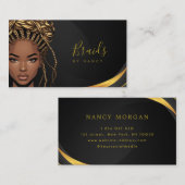 Carte De Visite Braids Black And Gold Business Card (Devant / Derrière)