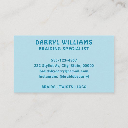 Carte De Visite Braids Braiding Braider Super Retro Blue (Dos)