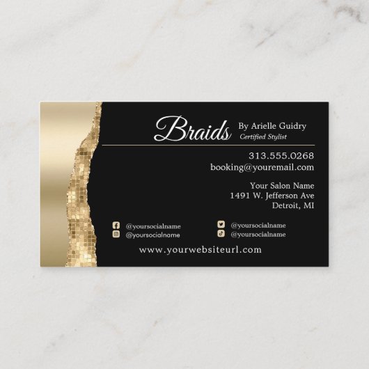 Carte De Visite Braids Braids Braiers Hair Braiting Stylist Salon  (Dos)