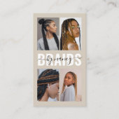 Carte De Visite Braids Calligraphy Script Photo Collage Beige  (Devant)