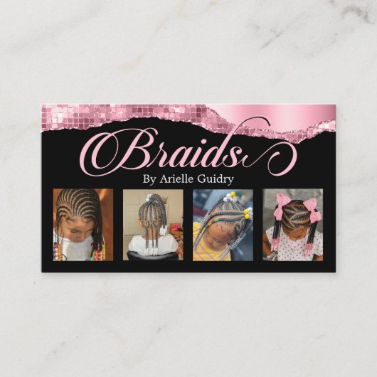Carte De Visite Braids Hair Braiding Stylist Salon Ajouter Photos  (Devant)