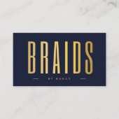 Carte De Visite Braids Marine Et Or QR Code & Logo (Devant)
