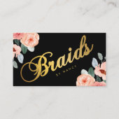 Carte De Visite Braids or Script Calligraphie Aquarelle Florale (Devant)