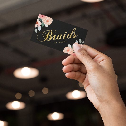 Carte De Visite Braids or Script Calligraphie Aquarelle Florale