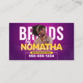 Carte De Visite Braids violets et ailes vibrants Salon de tressage (Devant)