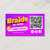 Carte De Visite Braiement de cheveux rose et jaune Connectez-vous (Devant)