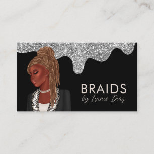 Carte De Visite Braiement Salon Beauté Argent Faux Parties scintil