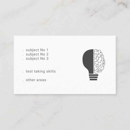 Carte De Visite Brain de lumière Enseignant enseignant Tutor (Dos)