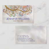 Carte De Visite Branche Abstraite de tourbillon d'or -feuilles col (Devant / Derrière)