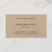 Carte De Visite Branché Attrayant Unique Plat Premium Kraft (Dos)