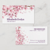 Carte De Visite Branche avec de belles fleurs de sakura et chute d (Devant / Derrière)