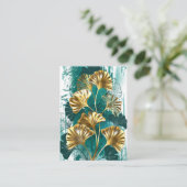 Carte De Visite Branche avec Feuilles d'or Ginko Biloba (Debout devant)