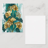 Carte De Visite Branche avec Feuilles d'or Ginko Biloba (Devant / Derrière)