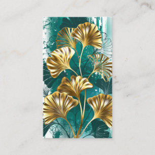 Carte De Visite Branche avec Feuilles d'or Ginko Biloba