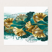 Carte De Visite Branche avec Feuilles d'or Ginko Biloba (Extérieur déplié)
