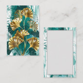 Carte De Visite Branche avec Feuilles d'or Ginko Biloba (Devant / Derrière)