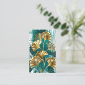 Carte De Visite Branche avec Feuilles d'or Ginko Biloba (Debout devant)