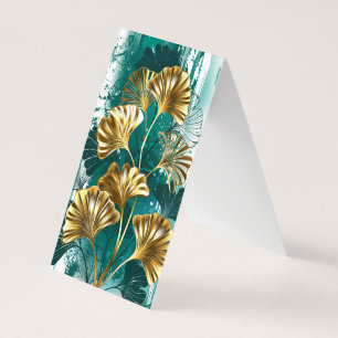 Carte De Visite Branche avec Feuilles d'or Ginko Biloba