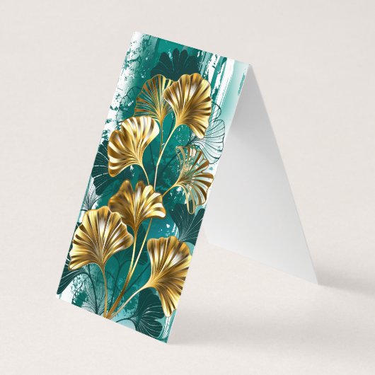 Carte De Visite Branche avec Feuilles d'or Ginko Biloba (Dos)