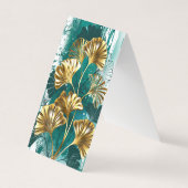 Carte De Visite Branche avec Feuilles d'or Ginko Biloba (Devant)