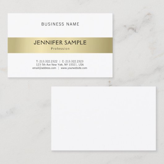 Carte De Visite Branché Clean Plain élégant Or Design moderne Luxe (Devant / Derrière)