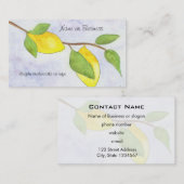 Carte De Visite Branche d'arbre avec citrons et Feuilles en aquare (Devant / Derrière)