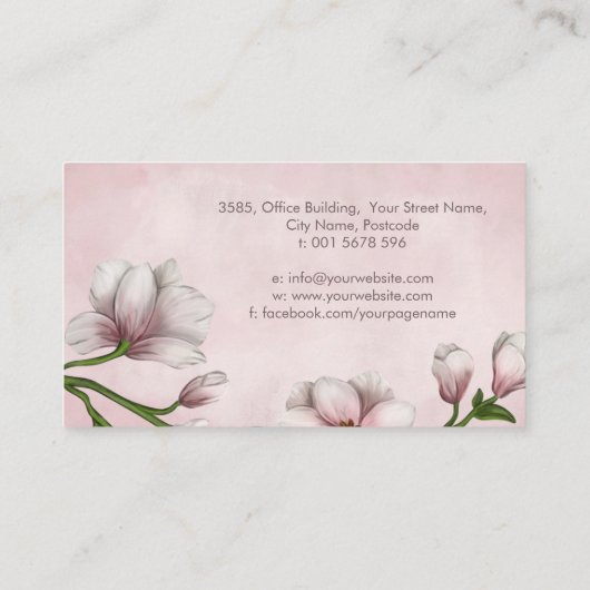 Carte De Visite Branche de fleurs de Magnolia (Dos)
