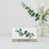 CARTE DE VISITE BRANCHE DE FOLIAGE EUCALYPTUS GREEN KRAFT WATERCOL (Debout devant)