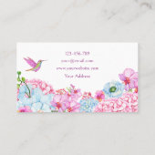 Carte De Visite Branche florale bleu rose avec oiseau (Dos)