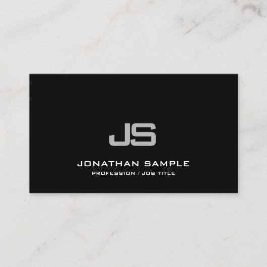 Carte De Visite Branché Moderne Propre Élégant Monogramme Plain (Devant)