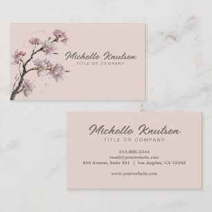 Carte De Visite Branche moderne tendance cerise fleurie arbre