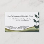 Carte De Visite Branche professionnelle et verte, nature de (Dos)